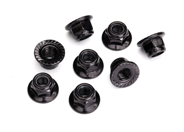 Traxxas TRX8447 - Nuts, 5mm flanged nylon locking (steel, black serrated) (8)