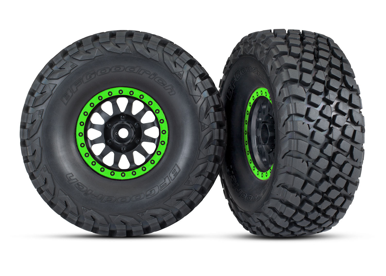 Traxxas TRX8474-GRN - Method Black & Green Race Wheels w/ BFG Tires (2)