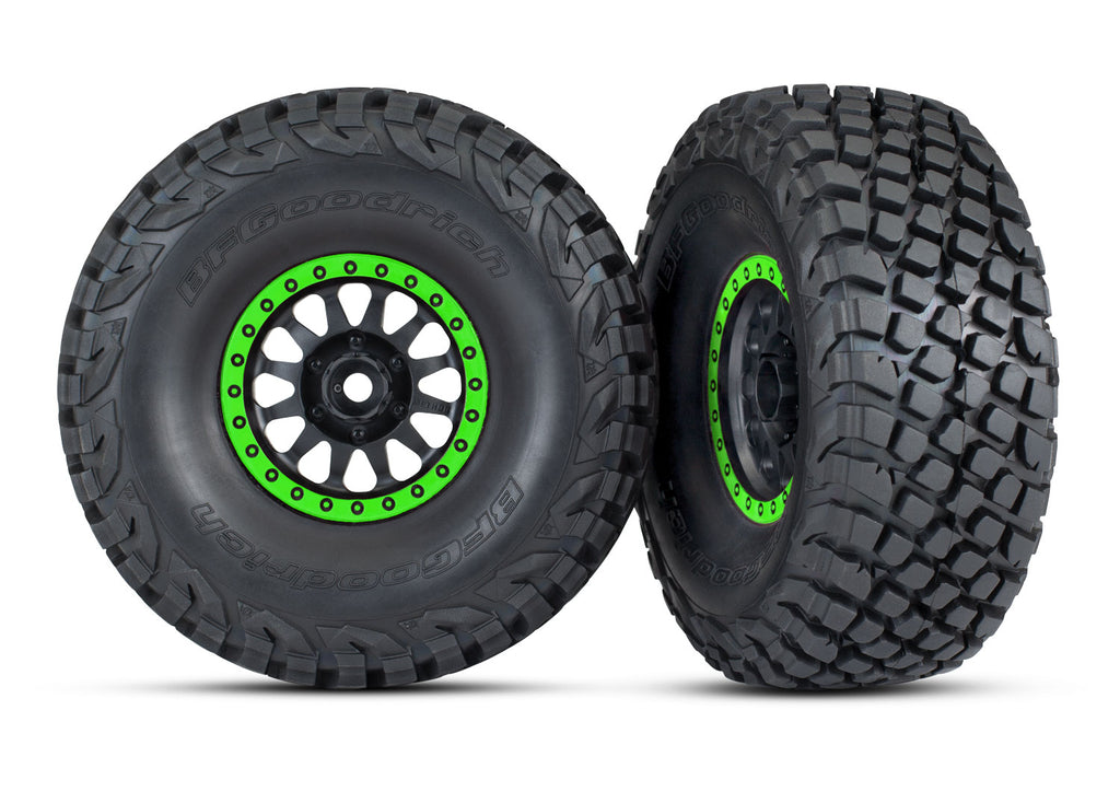 Traxxas TRX8474-GRN - Method Black & Green Race Wheels w/ BFG Tires (2)