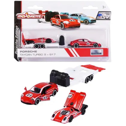 Majorette Deluxe - Porsche Trailer Taycan Turbo S + 917