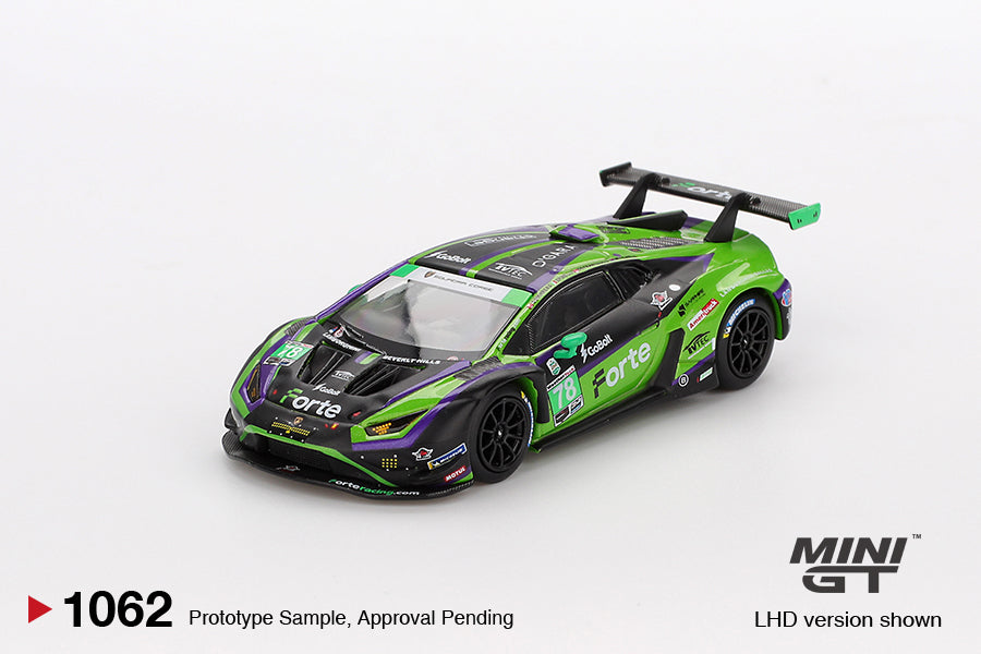 MINI GT 1062 - Lamborghini Huracán GT3 EVO2 #78 Forte Racing 2024 IMSA Daytona 24 Hrs (Blister)
