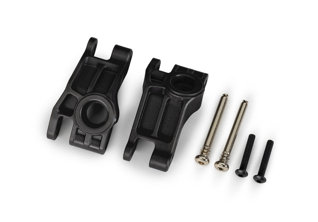 Traxxas TRX9150 - Carriers, stub axle, rear, extreme heavy duty, black (left & right)/ 3x31mm hinge pins (2)/ 3x18mm BCS (2) (for use with #9180, 9181, 9182 upgrade kit)
