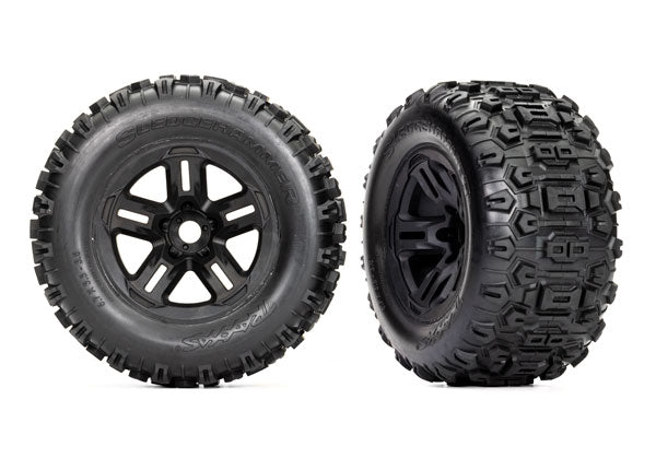 Traxxas TRX9672 - Tires and wheels, assembled, glued (3.8' black wheels, Sledgehammer tires, foam inserts) (2)