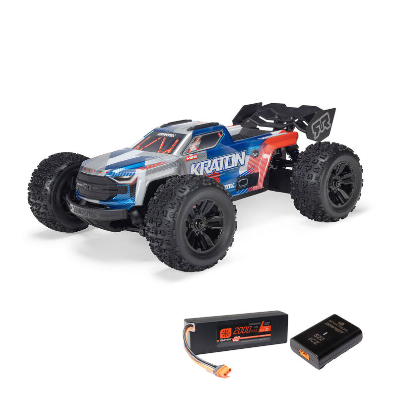 ARRMA MINI KRATON - 1/16 4x4 RTR Brushless Speed Truck (incl Battery & usb lader) - Rood / Blauw