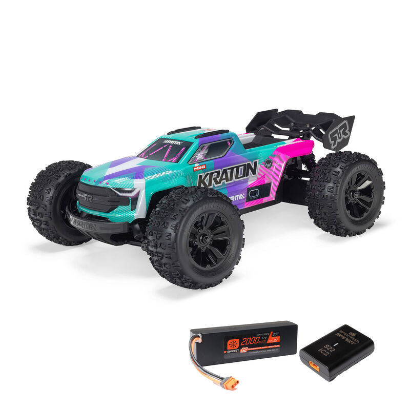 ARRMA MINI KRATON - 1/16 4x4 RTR Brushless Speed Truck (incl Battery & usb lader) - Teal / Pink