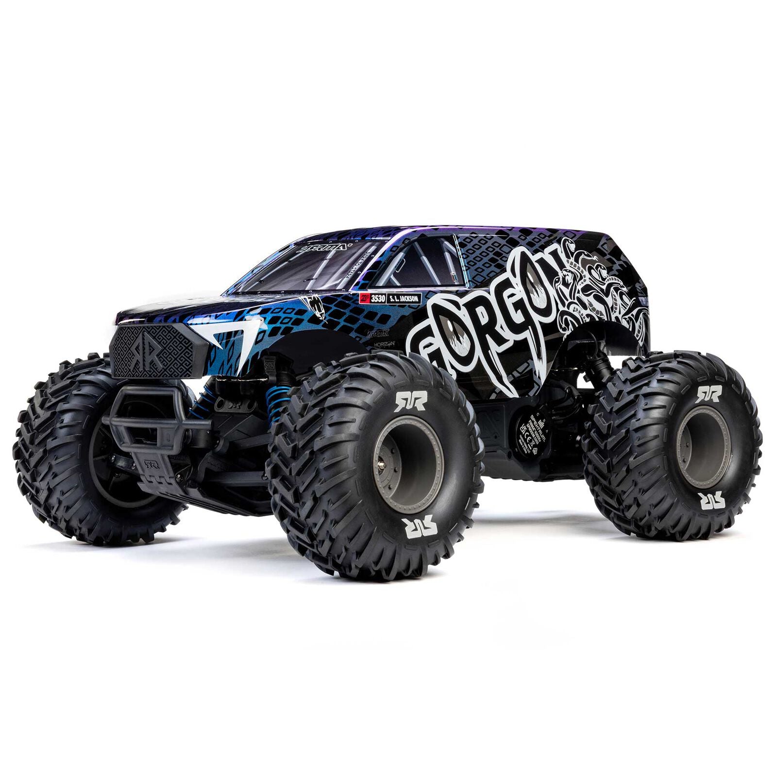 Arrma Gorgon 223S 2WD RTR Brushless Monster Truck - Zwart / Blauw