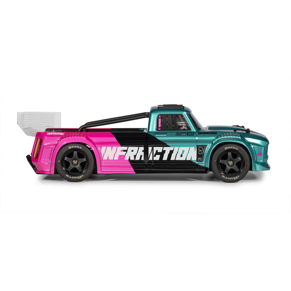Arrma 1/8 Infraction 223S DSC 4X4 RTR Brushless Street Bash Truck - Teal / Pink