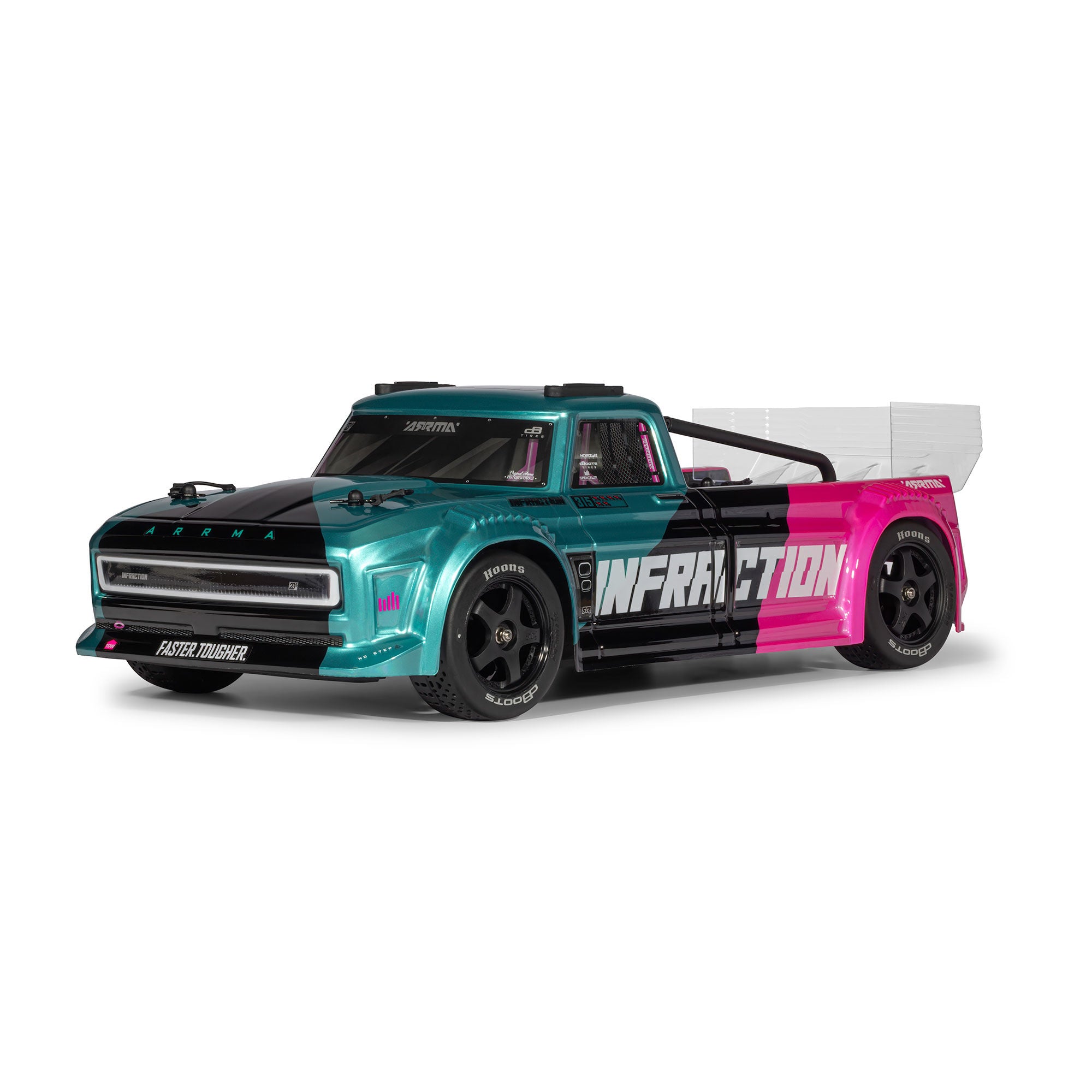 Arrma 1/8 Infraction 223S DSC 4X4 RTR Brushless Street Bash Truck - Teal / Pink
