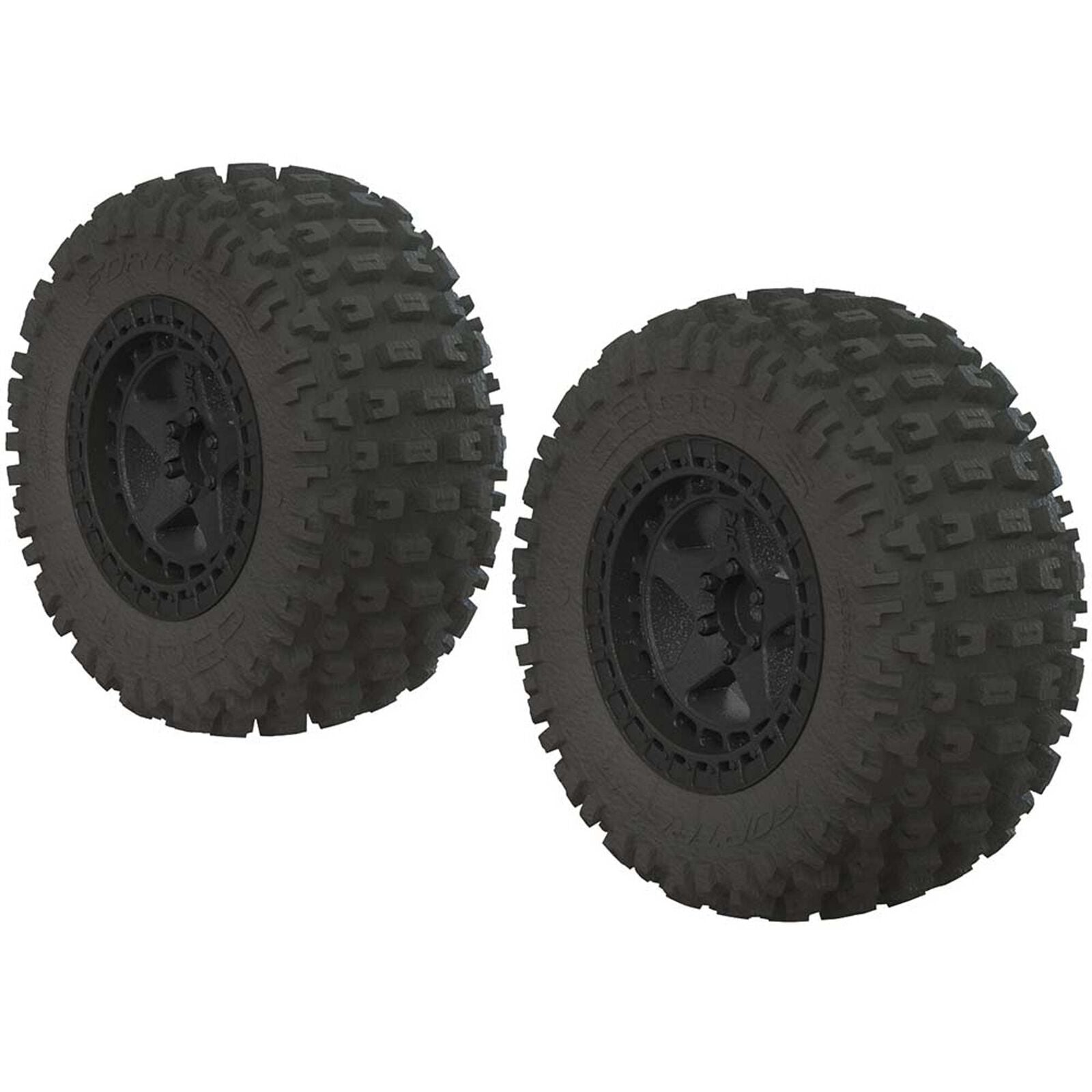 ARRMA AR550042 - 11/10 dBoots Fortress SC 2.2/3.0 Pre-Mounted Tires, 14mm Hex, Black (2)