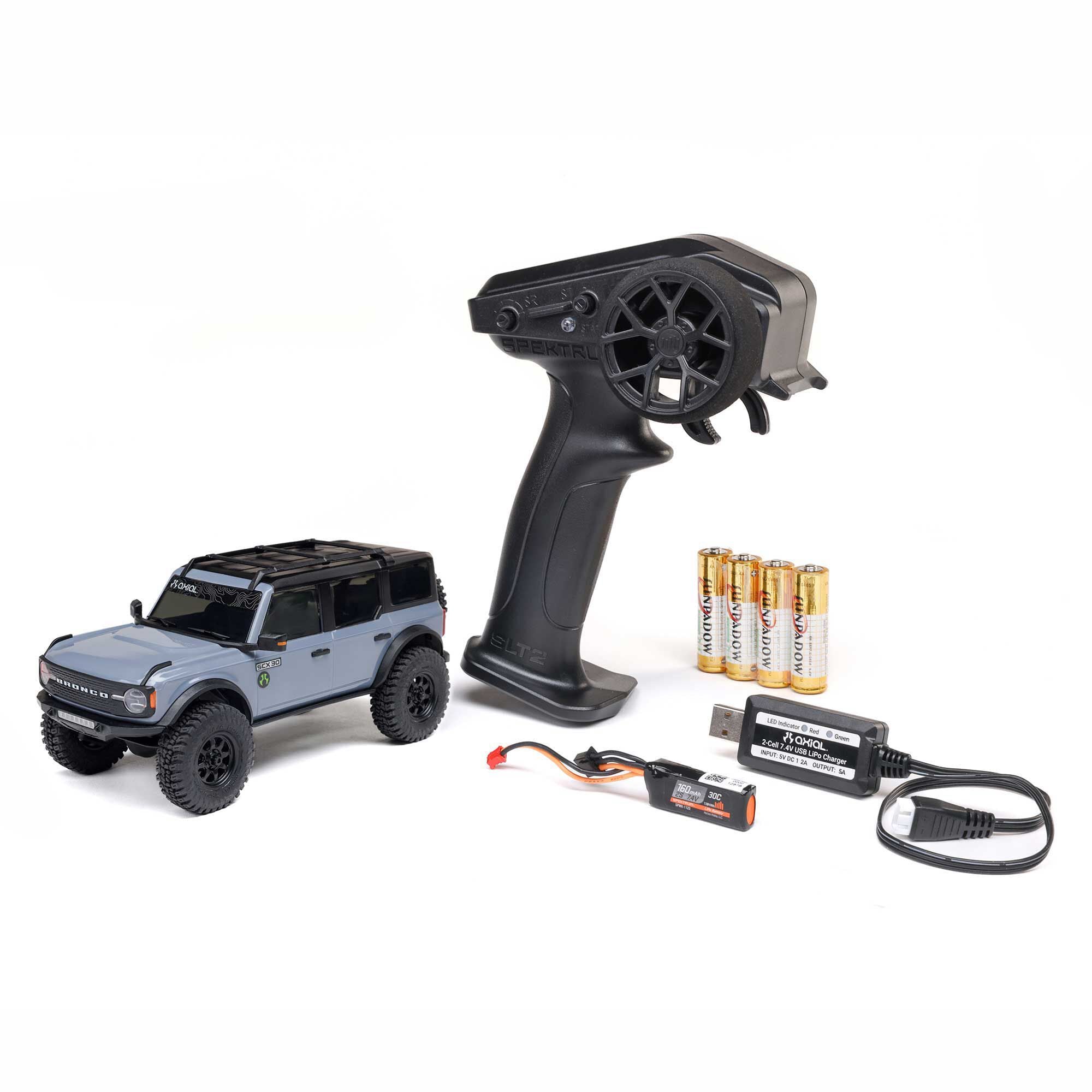 Axial SCX30 Ford Bronco - 1/30 4X4 RTR Brushed Rock Crawler (incl. accu & lader) Grijs