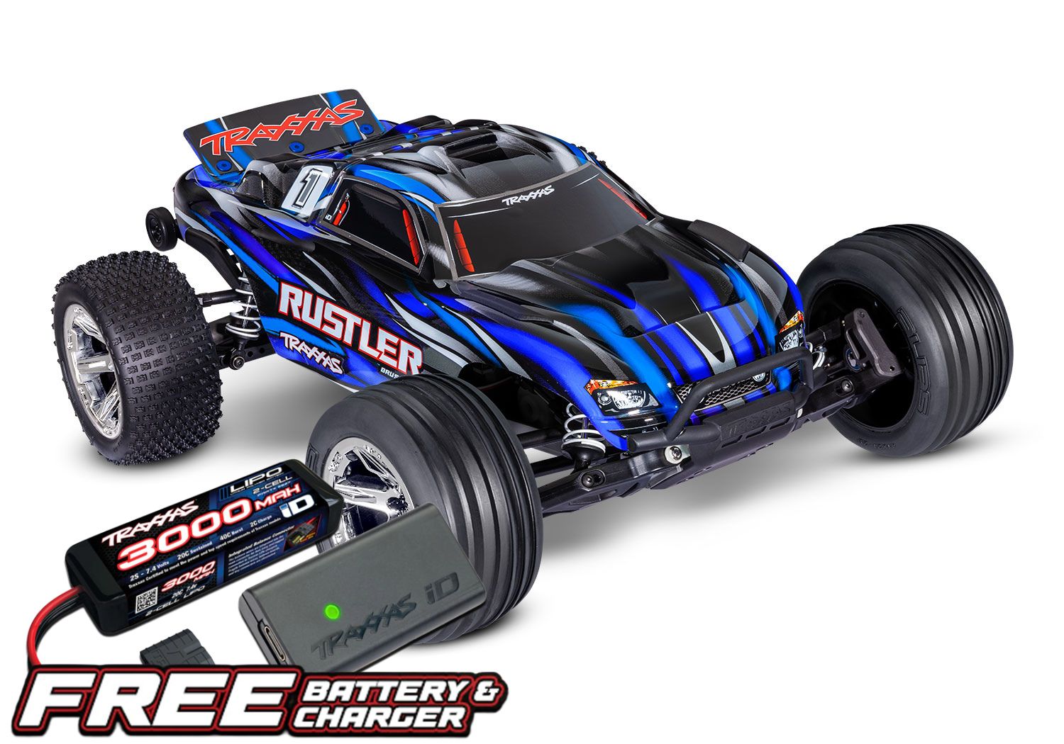 Traxxas Rustler 2WD BL-2s HD  - Blauw