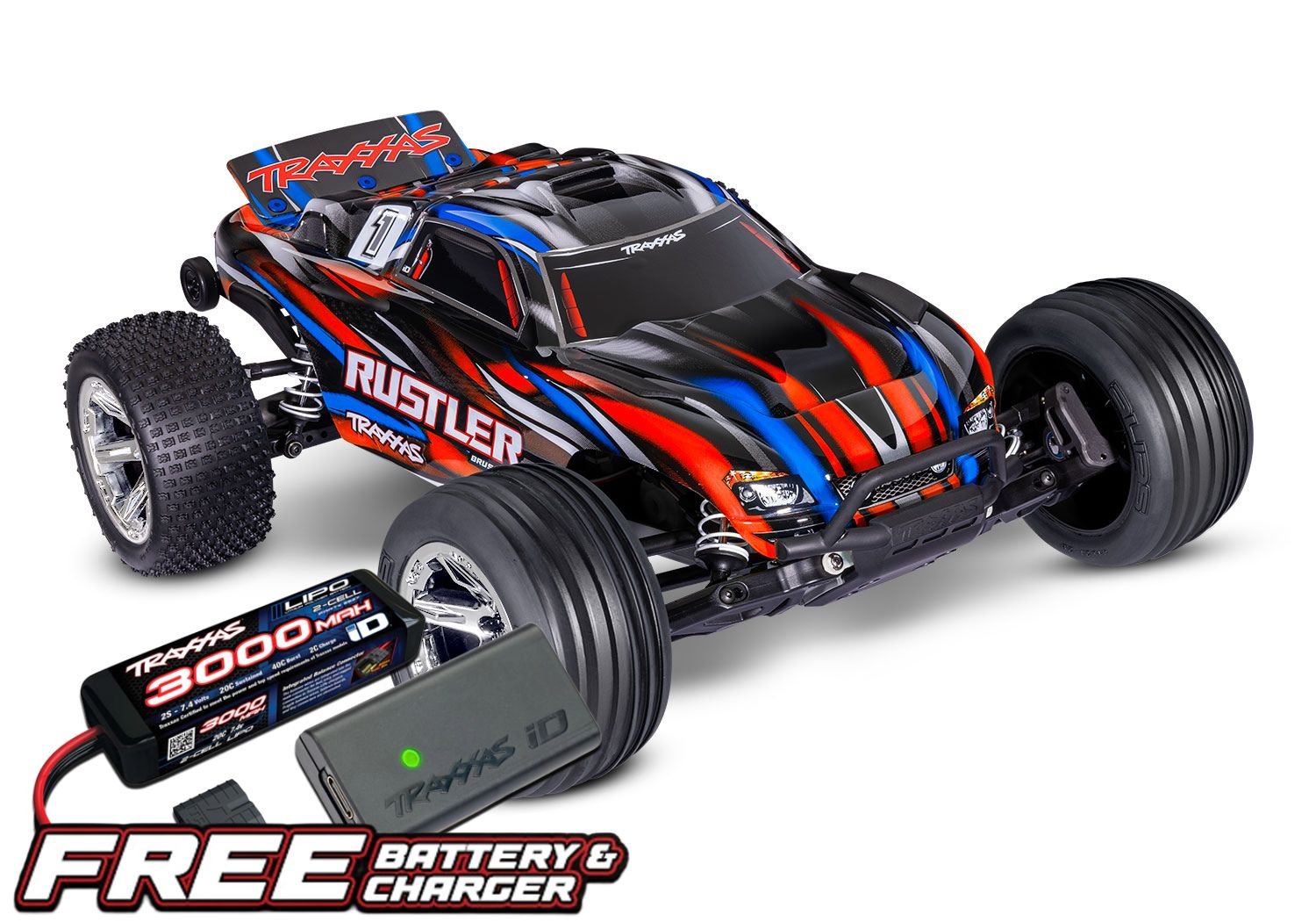 Traxxas Rustler 2WD BL-2s HD  - Rood