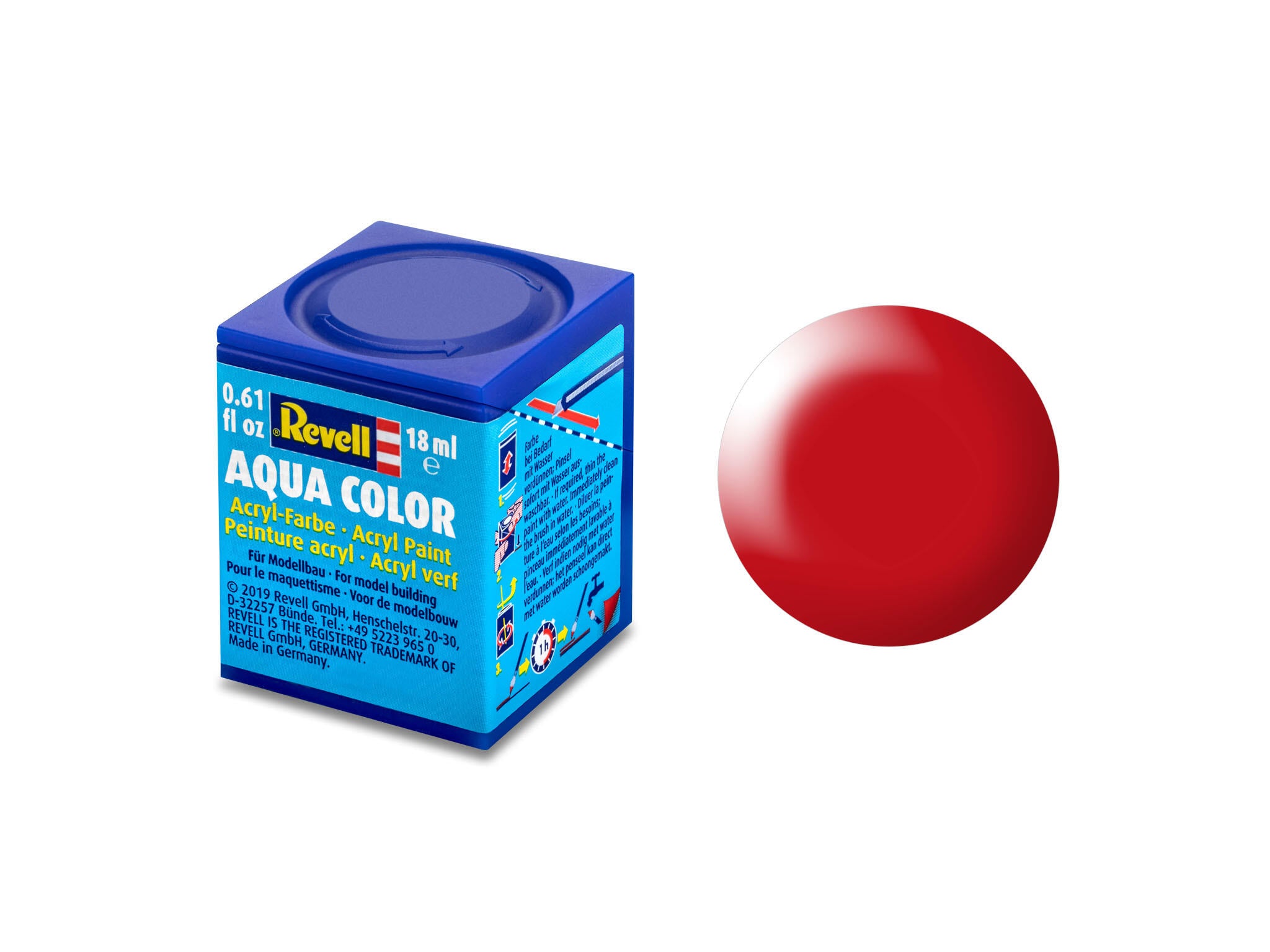 Revell Aqua 36332 acrylverf op waterbasis 18ml - Helder rood, zijdemat #332