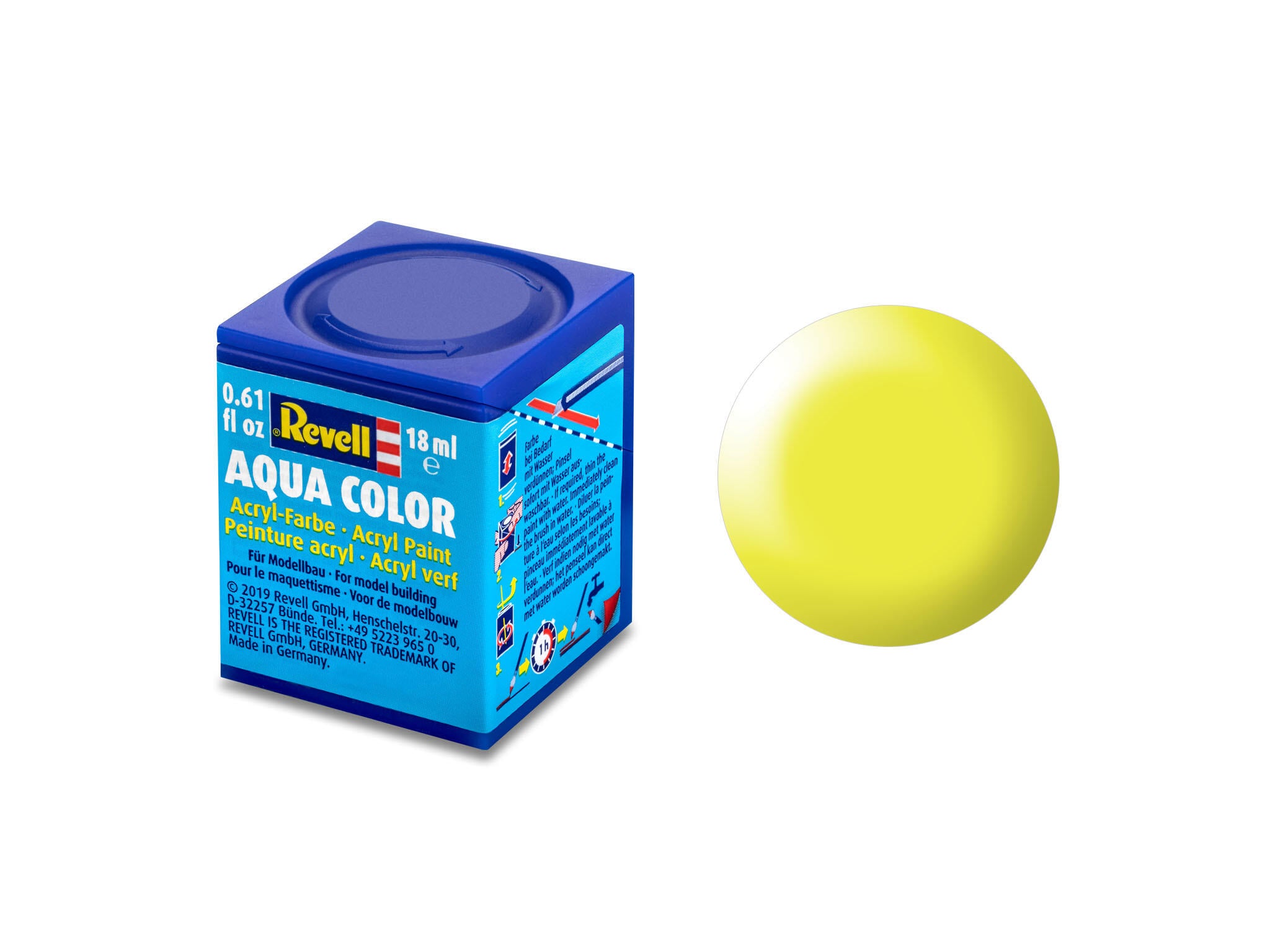 Revell Aqua 36312 acrylverf op waterbasis 18ml - Lichtgevend geel, zijdemat #312