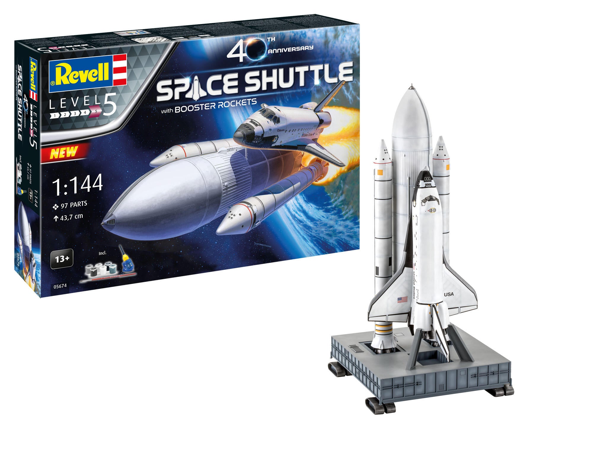 Revell 05674 - Space Shuttle & Booster Raketten, 40th. Revell modelbouwpakket met basisaccessoires