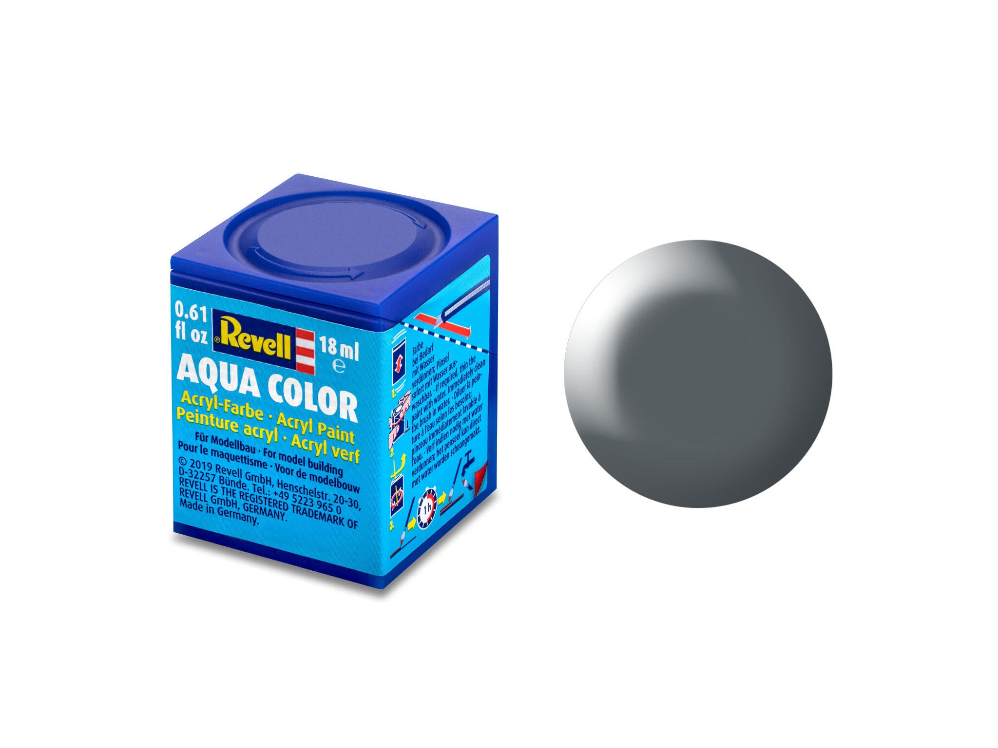 Revell Aqua 36378 acrylverf op waterbasis 18ml - Donkergrijs, zijdemat #378