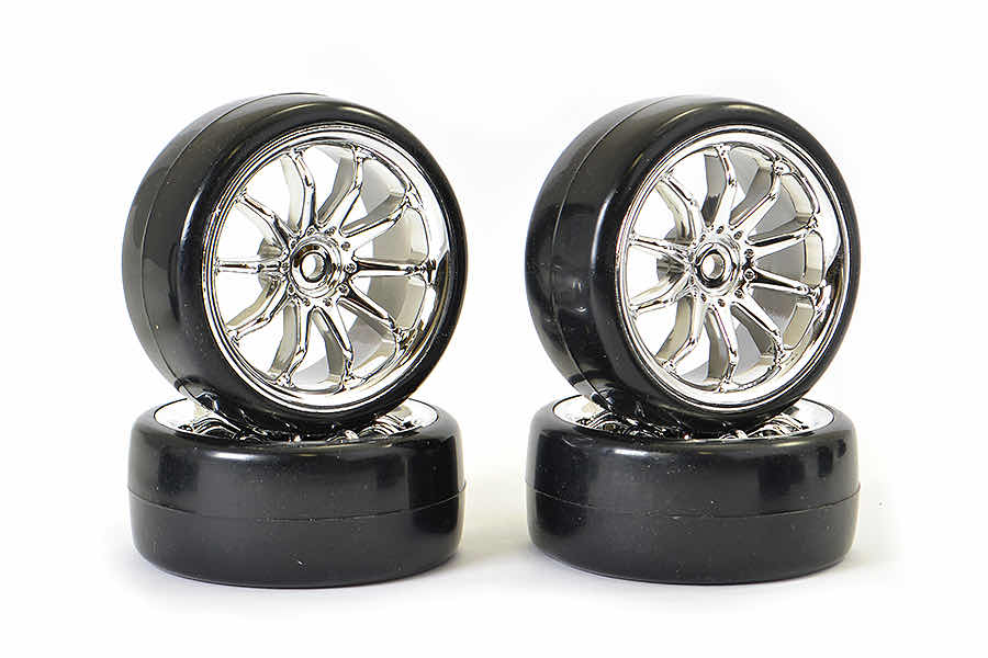 Fastrax - 1/10 onroad driftbanden met chrome velgen 4 stuks