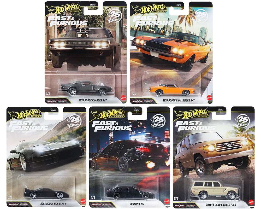 Hot Wheels Premium Fast & Furious - Complete set (5 auto's)