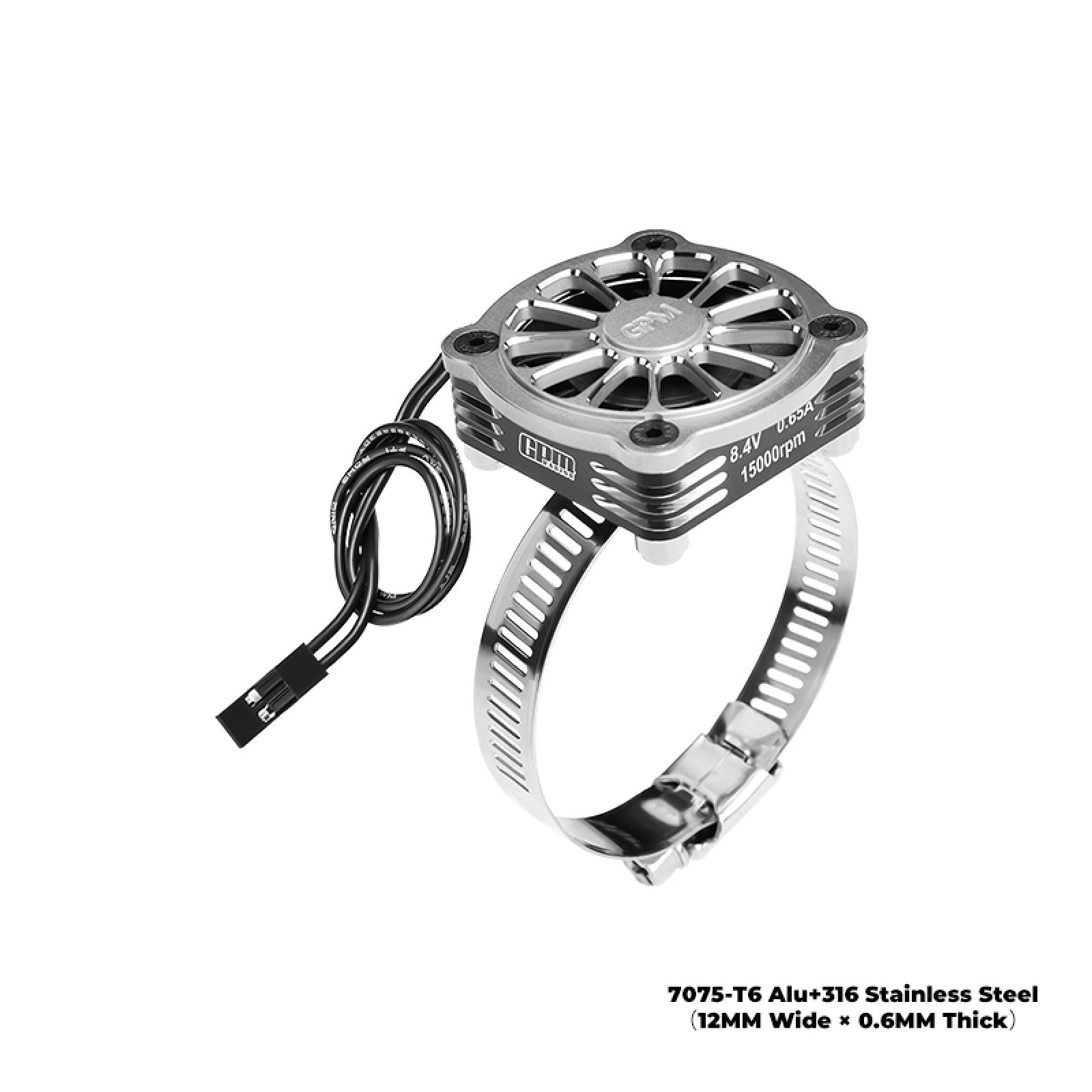 GPM GPM2144FAN-S - 7075-T6 ALLOY+316 STAINLESS STEEL 40X40MM COOLING FAN AJUSTABLE FOR 28-42 SERIES MOTOR