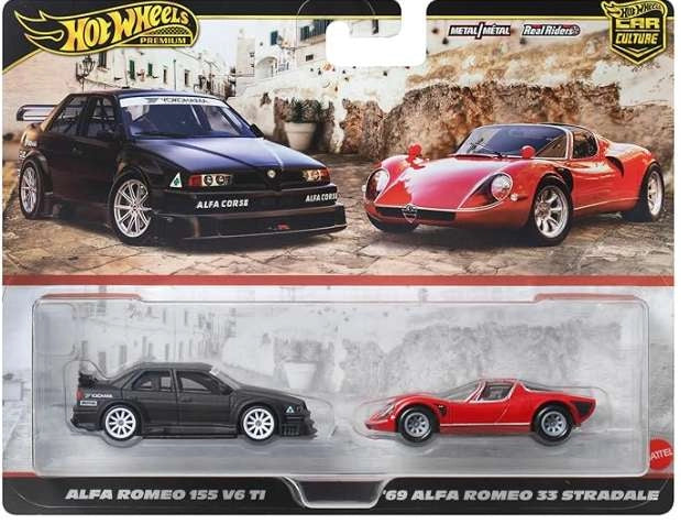 Hot Wheels Car Culture 2-Pack - Alfa Romeo 155 V6 TI & '69 Alfa Romeo 33 Stradale