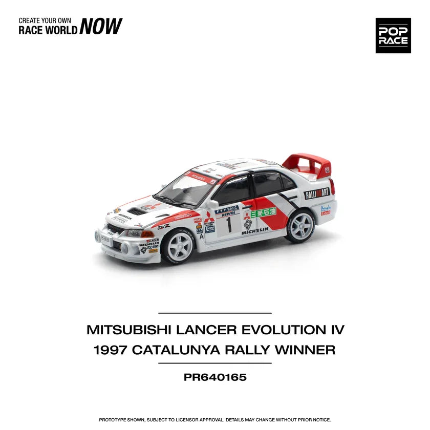 Pop Race 0165 - 1997 Mitsubishi Lancer Evo iv #1 winner rally de Catalunya, white/red