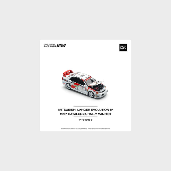 Pop Race 0165 - 1997 Mitsubishi Lancer Evo iv #1 winner rally de Catalunya, white/red