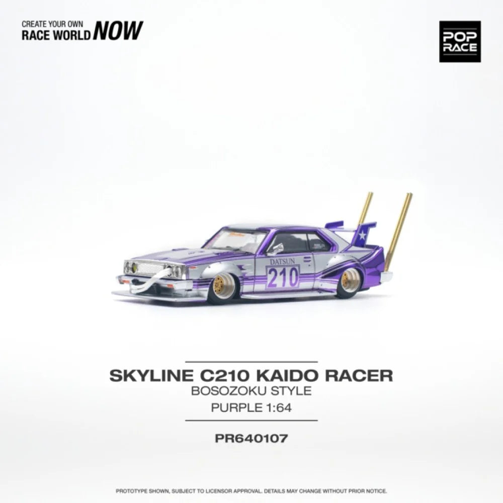 Pop Race 0107 - nissan skyline c210 kaido racer (bosozoku style), purple chrome/silver