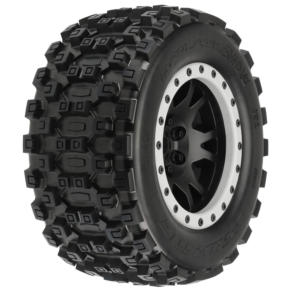 Proline PRO1013113 - 1/5 Badlands MX43 Pro-Loc F/R X-MAXX MTD 24mm Blk/Gry Impulse (2)