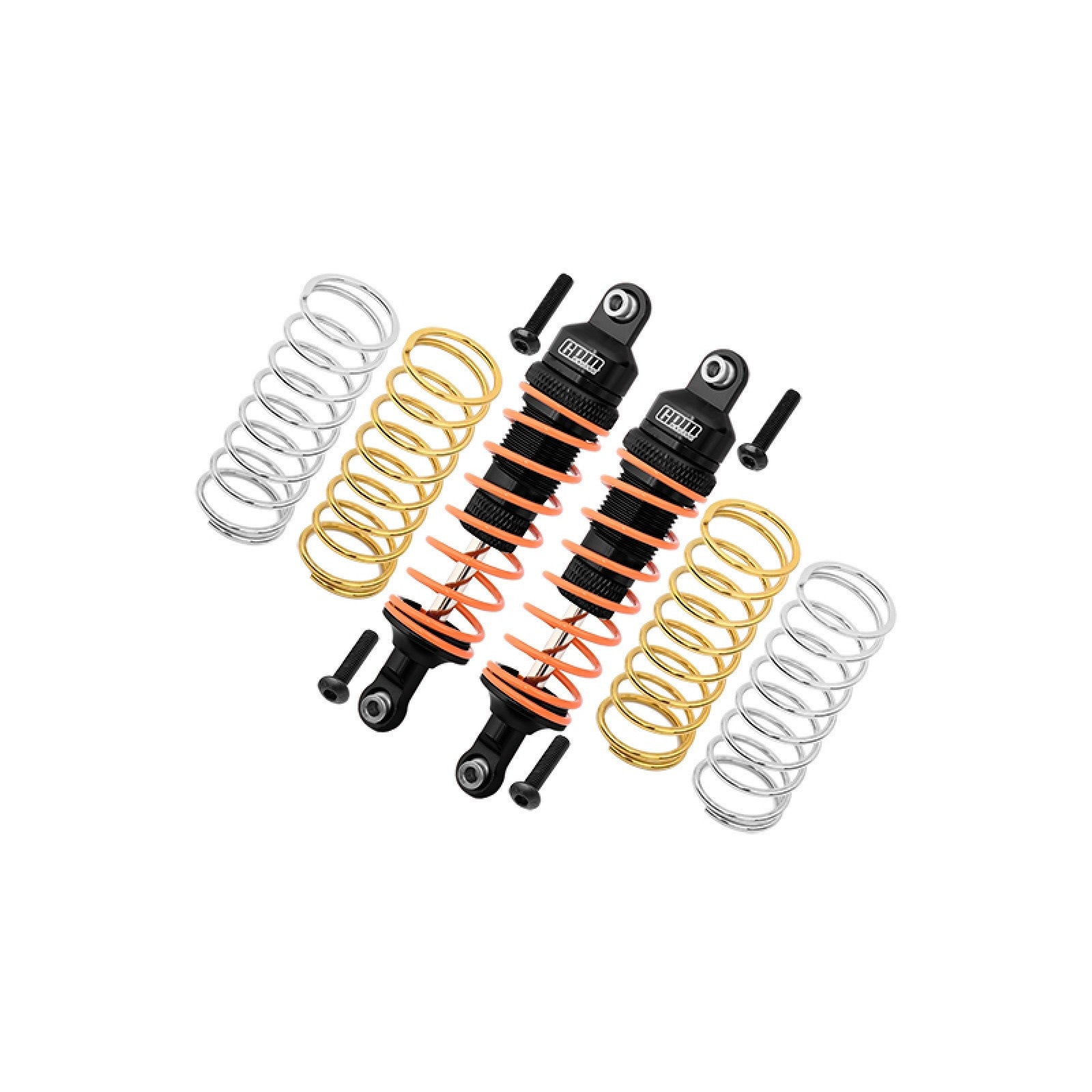 GPM RUS4087F-BK-OR - ALUMINUM FRONT SHOCKS 87MM FOR TRAXXAS 1/10 (RUSTLER / SLASH / HOSS / RAPTOR R / RALLY / STAMPEDE / BIGFOOT)