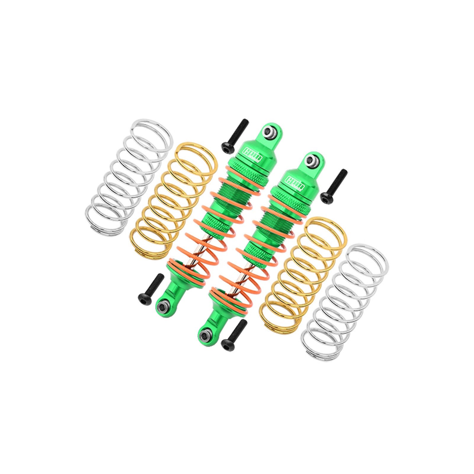 GPM RUS4087F-G-OR - ALUMINUM FRONT SHOCKS 87MM FOR TRAXXAS 1/10 (RUSTLER / SLASH / HOSS / RAPTOR R / RALLY / STAMPEDE / BIGFOOT)