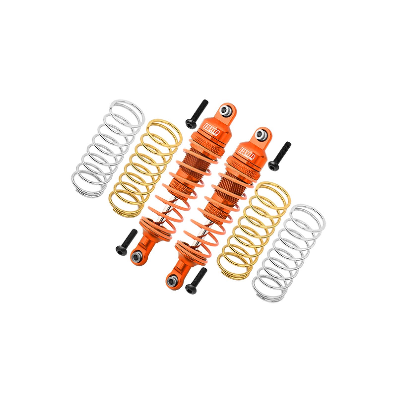 GPM RUS4087F-OR-OR - ALUMINUM FRONT SHOCKS 87MM FOR TRAXXAS 1/10 (RUSTLER / SLASH / HOSS / RAPTOR R / RALLY / STAMPEDE / BIGFOOT)