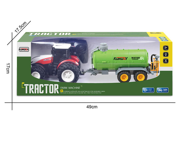 KORODY 1:24 RC Tractor met tank aanhanger & sproeifunctie