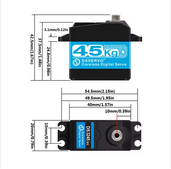 DS Servo DS3245 Pro Waterproof High Speed Digital Servo 45KG