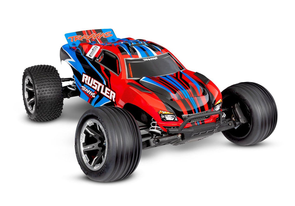 Traxxas Rustler 2wd Brushed HD (incl accu & USB-C lader) - Rood
