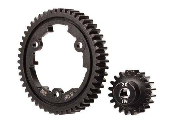 Traxxas TRX6450 - Spur gear, 50-tooth, steel (wide-face)/ gear, 20-T pinion (1.0 metric pitch) (fits 5mm shaft)/ set screw
