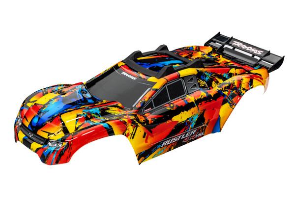 Traxxas TRX6718R - Body, Rustler® 4x4 VXL, Solar Flare (painted, decals applied)