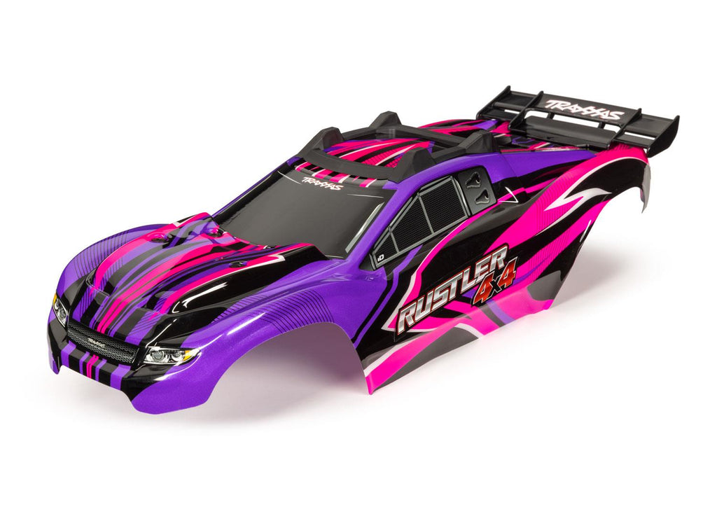 Traxxas TRX6734P - Body, Rustler 4X4, pink & purple/ window, grille, lights decal sheet