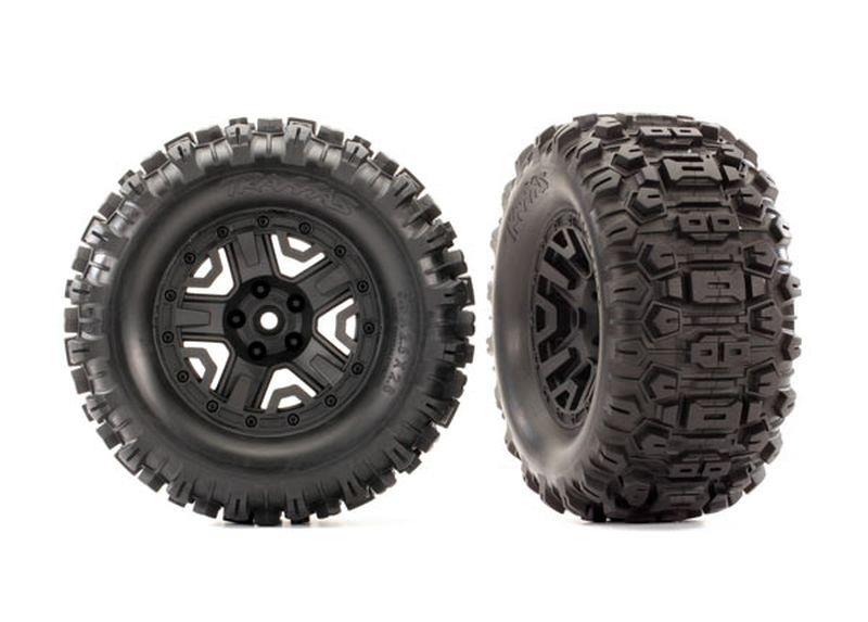 Traxxas TRX6792 - TIRES & WHEELS, ASSEMBLED, GLUED (2.8") RUSTLER® 4X4 BLACK WHEELS, SLEDGEHAMMER