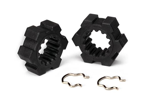 Traxxas TRX7756 - Wheel hubs, hex (2)/ hex clips (2)