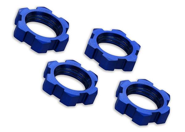 Traxxas TRX7758 - Wheel nuts, splined, 17mm, serrated (blue-anodized) (4)