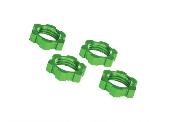 Traxxas TRX7758G - Wheel nuts, splined, 17mm, serrated (green-anodized) (4)
