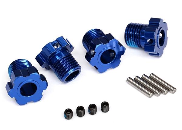 Traxxas TRX8654 - Wheel hubs, splined, 17mm (blue-anodized) (4)/ 4x5 GS (4), 3x14mm pin (4)