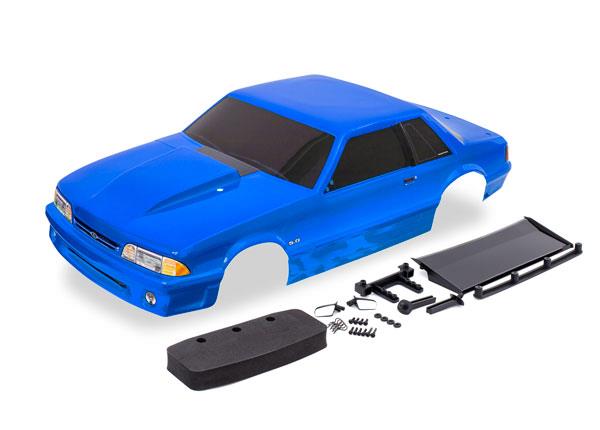 Traxxas TRX9421X - Body, Ford Mustang, Fox Body, blue (painted, decals applied)