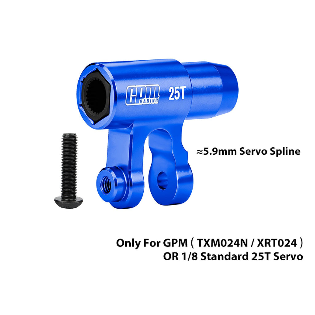 GPM TXM024 - Aluminum Standard 25T Steering Servo Horn For Traxxas X-Maxx & XRT - blauw
