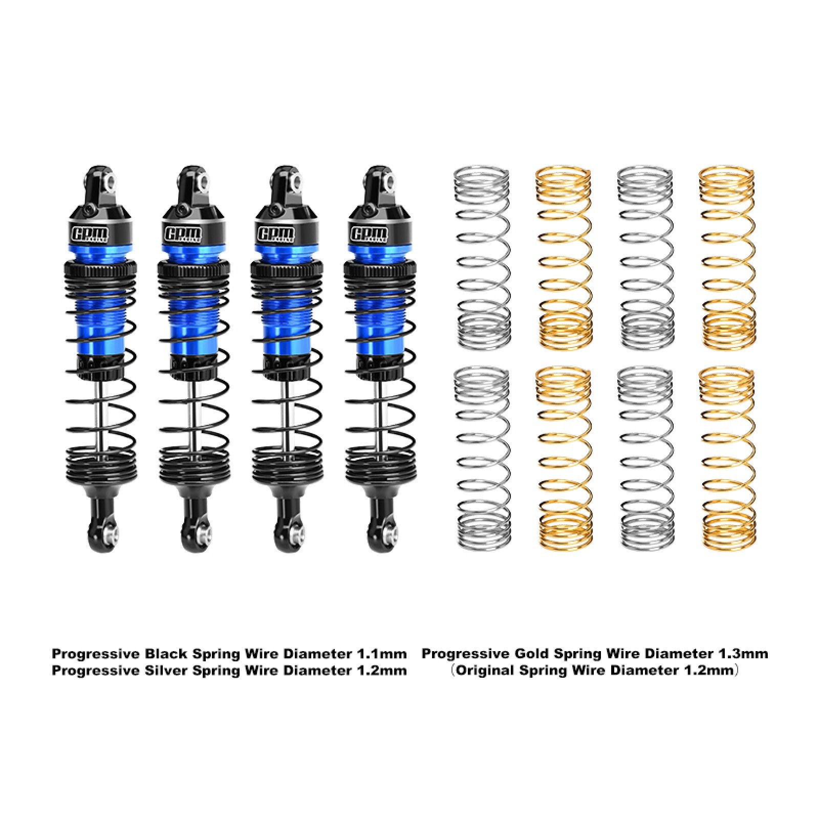 TXMM087FR - Aluminium Front & Rear Shock 87mm For TRAXXAS Mini Maxx / Mini XRT - Blauw