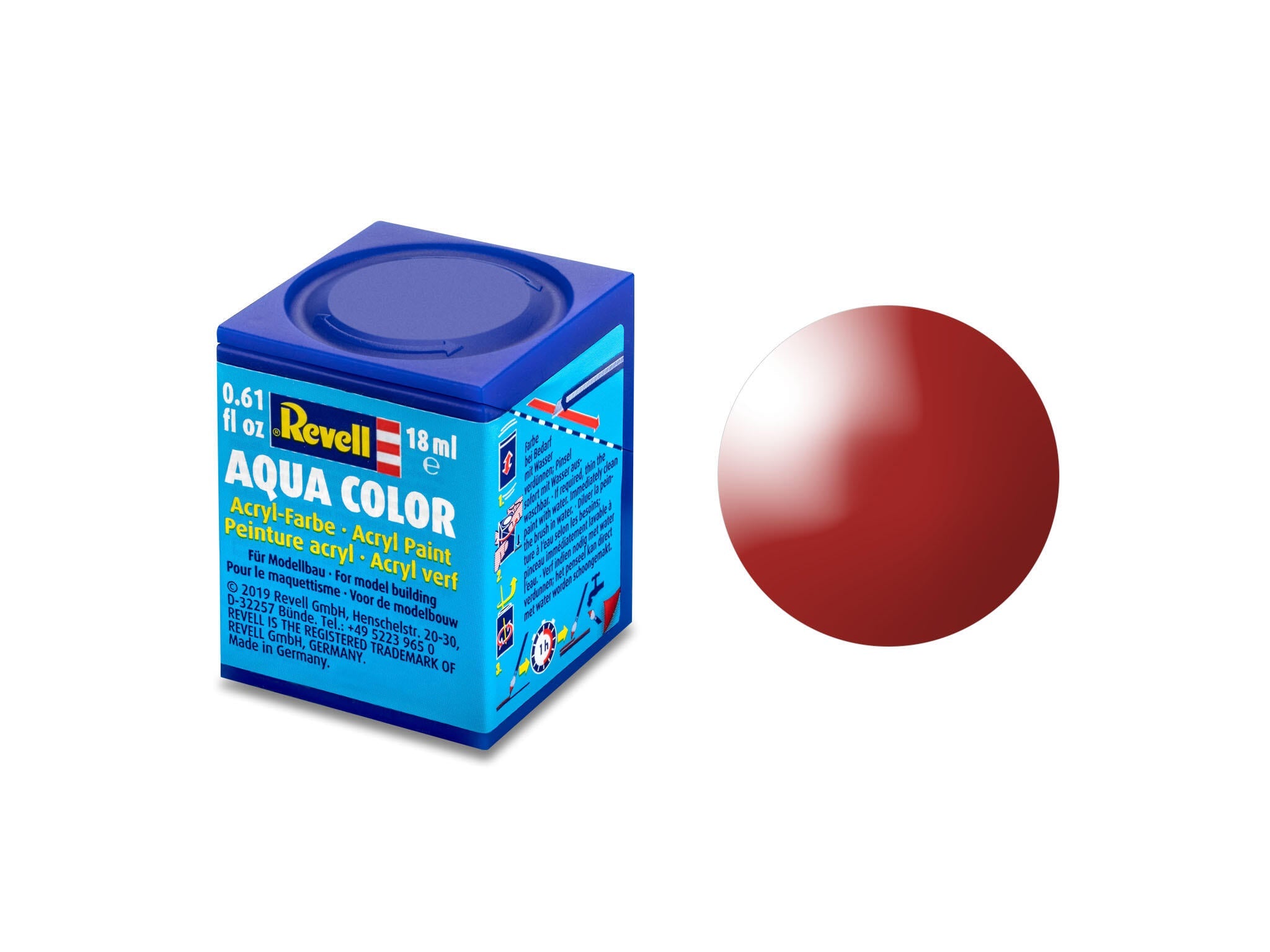 Revell Aqua 36134 acrylverf op waterbasis 18ml - Vuurrood glanzend #34