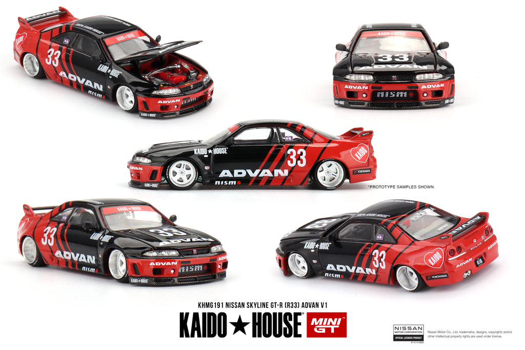 KAIDO HOUSE X MINI GT 0191 - Nissan Skyline GT-R (R33) Kaido Works ADVAN