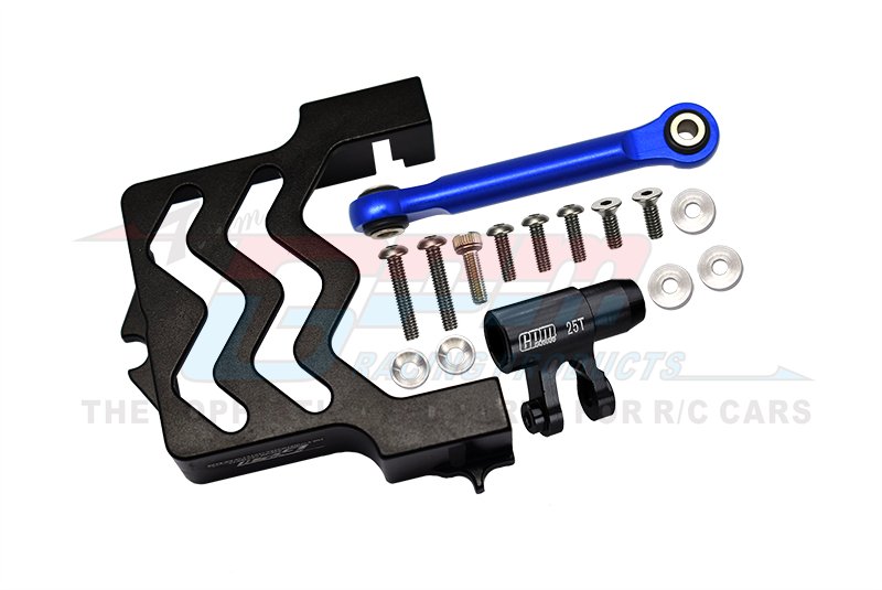 GPM TXM024N-BK - Aluminum Servo Mount +Aluminum Tie Rod+25T Aluminum Servo Horn - 16pc set (Traxxas X-Maxx)