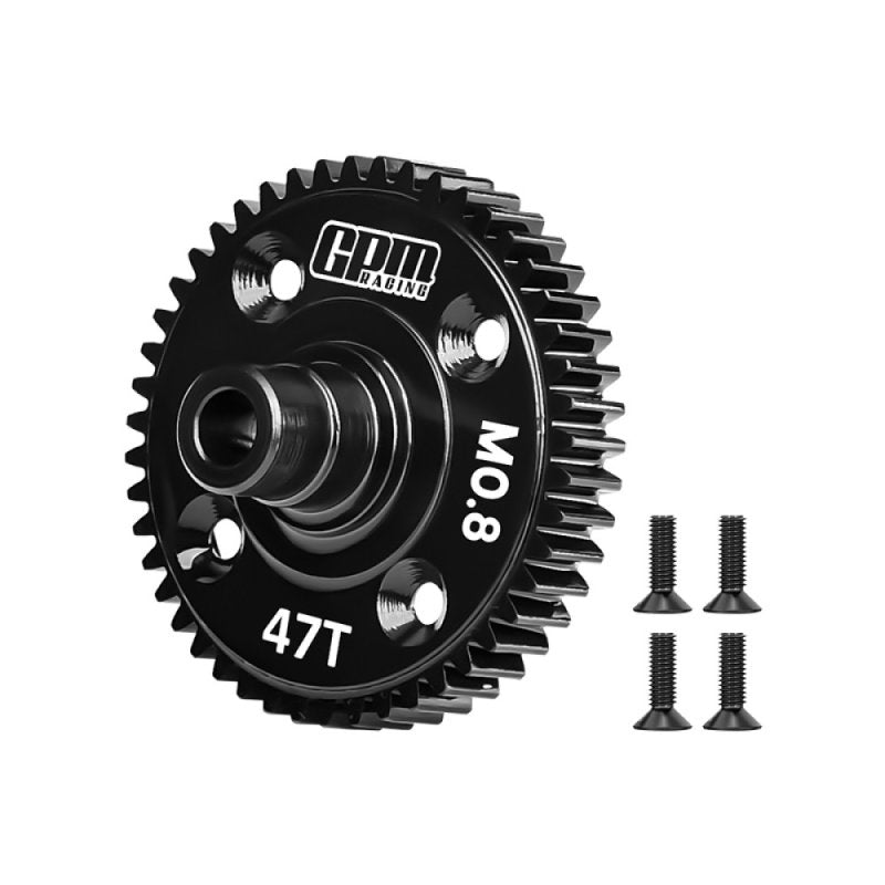 GPM TXMM8047TS-BK - TRAXXAS MINI MAXX MONSTER TRUCK 20CR Carbon Steel 47T Center Differential Spur Gear (0.8M, 32p)