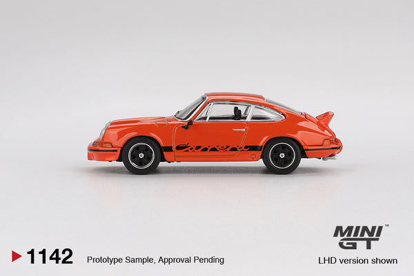 MINI GT 1142 - Porsche 911 Carrera RS 2.7 Tangerine with Black Livery